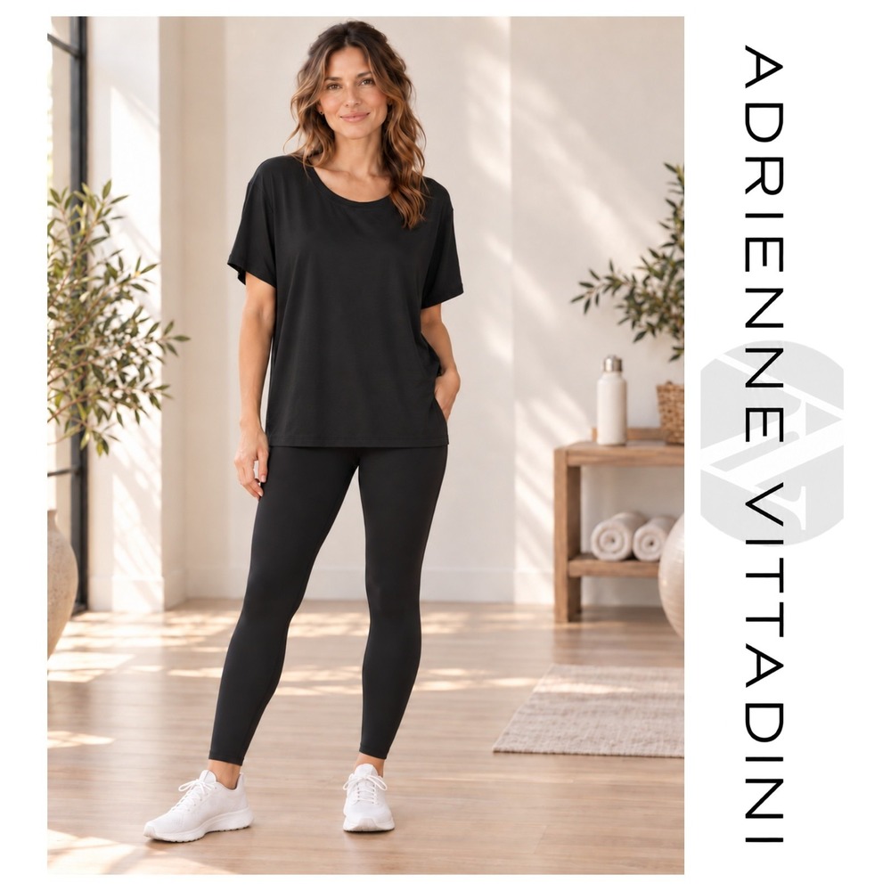 ADRIENNE VITTADINI Sport Black Oversized Stretch Athleisure Active Wear Top XL